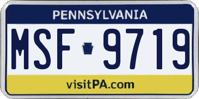 PA license plate MSF9719