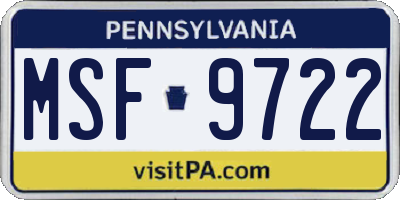 PA license plate MSF9722