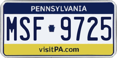 PA license plate MSF9725