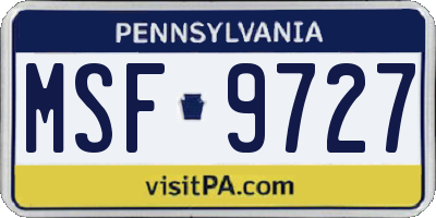 PA license plate MSF9727