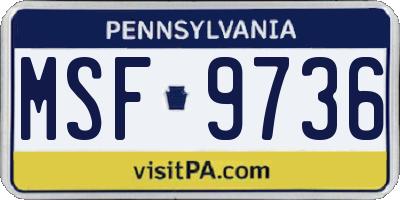PA license plate MSF9736