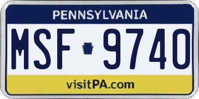 PA license plate MSF9740