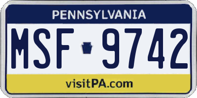 PA license plate MSF9742