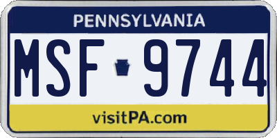 PA license plate MSF9744