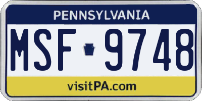 PA license plate MSF9748