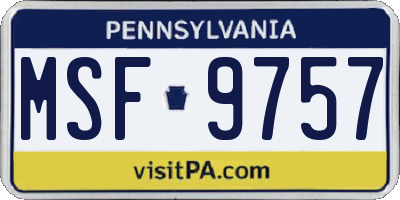 PA license plate MSF9757