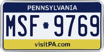 PA license plate MSF9769
