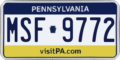 PA license plate MSF9772