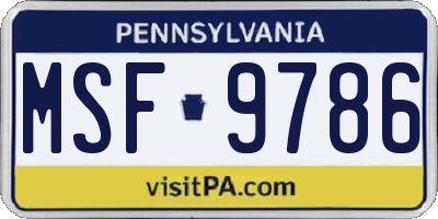 PA license plate MSF9786