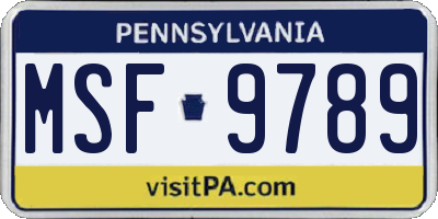 PA license plate MSF9789