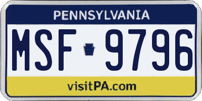 PA license plate MSF9796