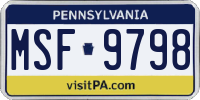 PA license plate MSF9798