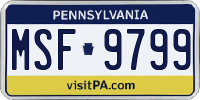 PA license plate MSF9799