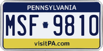 PA license plate MSF9810