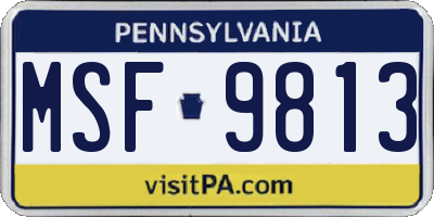 PA license plate MSF9813