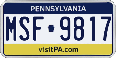 PA license plate MSF9817