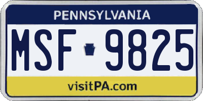 PA license plate MSF9825