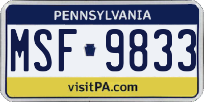 PA license plate MSF9833