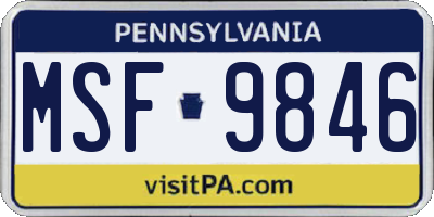 PA license plate MSF9846