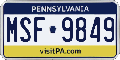 PA license plate MSF9849
