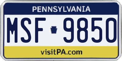 PA license plate MSF9850