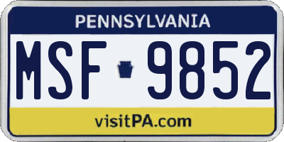 PA license plate MSF9852
