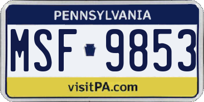 PA license plate MSF9853
