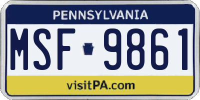 PA license plate MSF9861