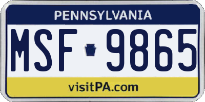 PA license plate MSF9865