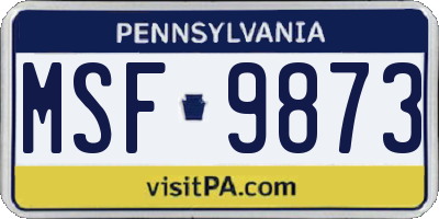 PA license plate MSF9873