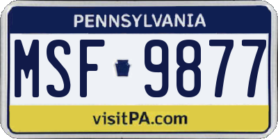 PA license plate MSF9877