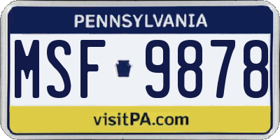PA license plate MSF9878