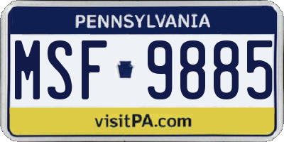 PA license plate MSF9885