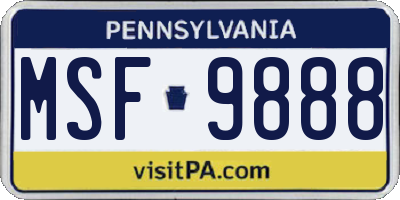 PA license plate MSF9888