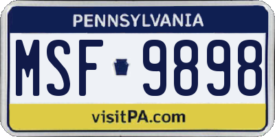 PA license plate MSF9898