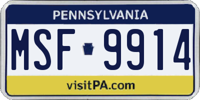 PA license plate MSF9914