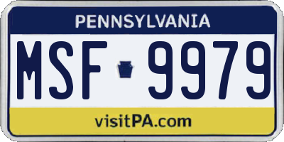 PA license plate MSF9979