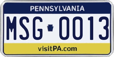 PA license plate MSG0013