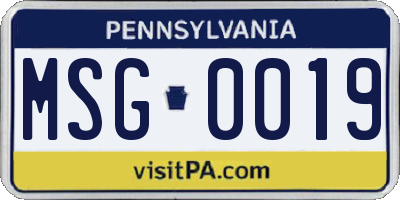 PA license plate MSG0019