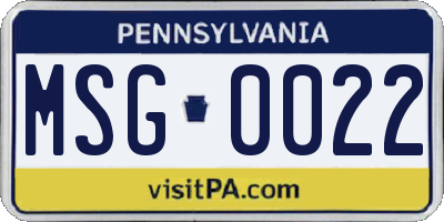 PA license plate MSG0022