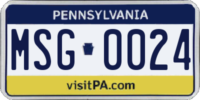 PA license plate MSG0024