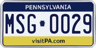 PA license plate MSG0029