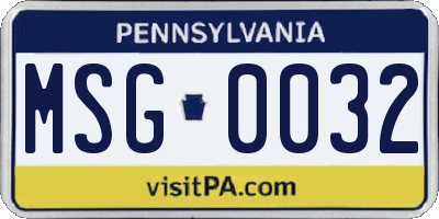 PA license plate MSG0032