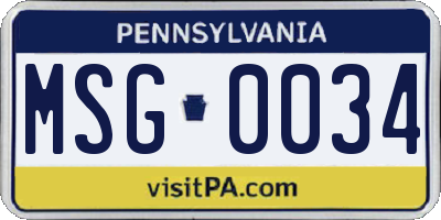 PA license plate MSG0034