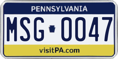 PA license plate MSG0047