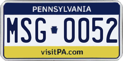 PA license plate MSG0052