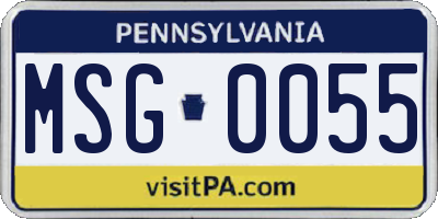 PA license plate MSG0055