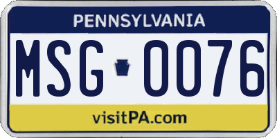 PA license plate MSG0076