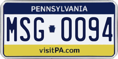 PA license plate MSG0094