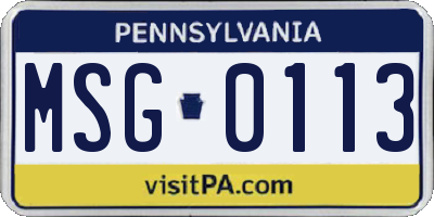 PA license plate MSG0113
